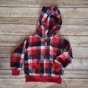 [ CARTERS ] Red & Blue Plaid Fleece Hoodie